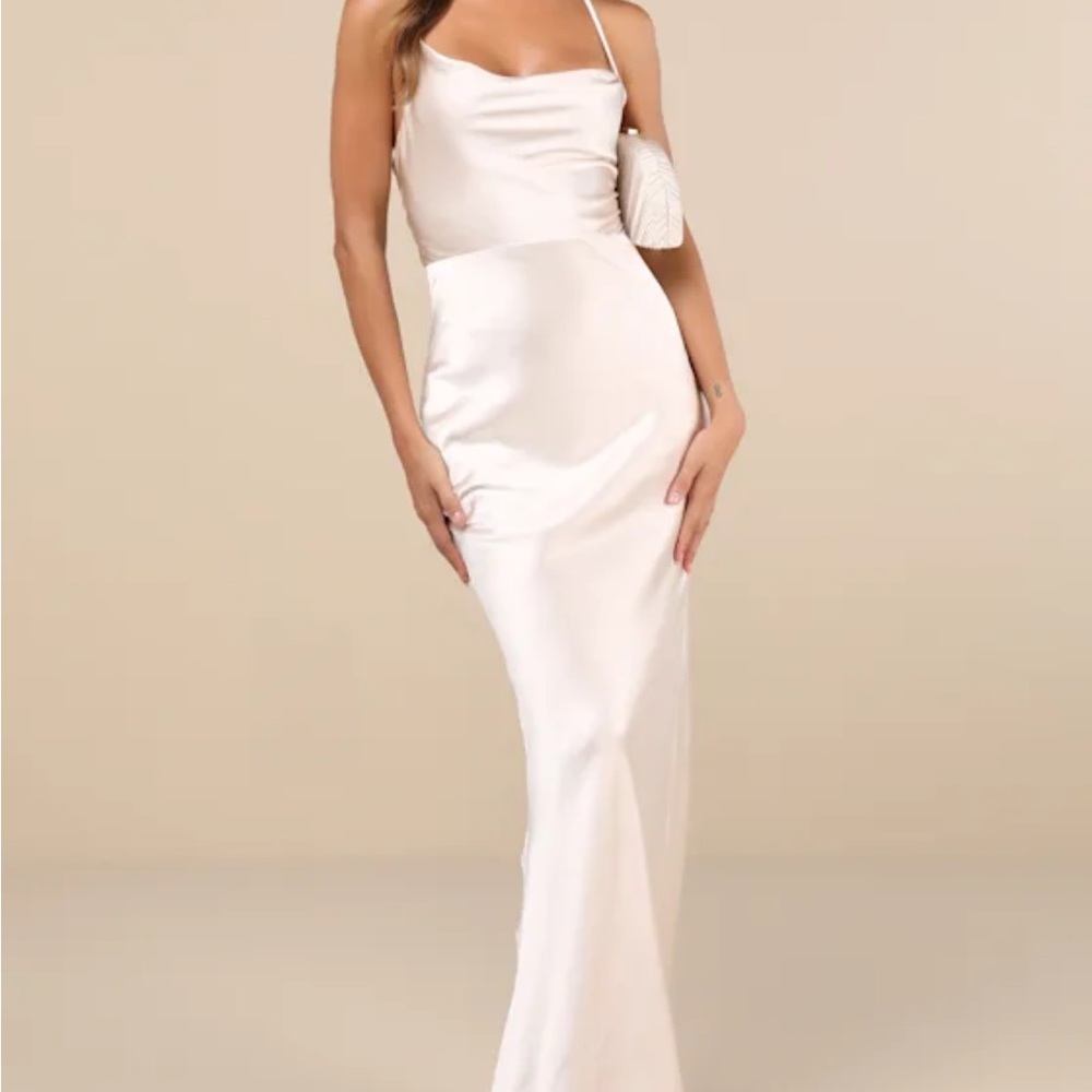 BUNDLE of Two! 💕Lulu's White Ruched Backless Halter Gown